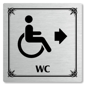 WC invalidé vpravo, 118x118mm, stříbrná, Nebraska
